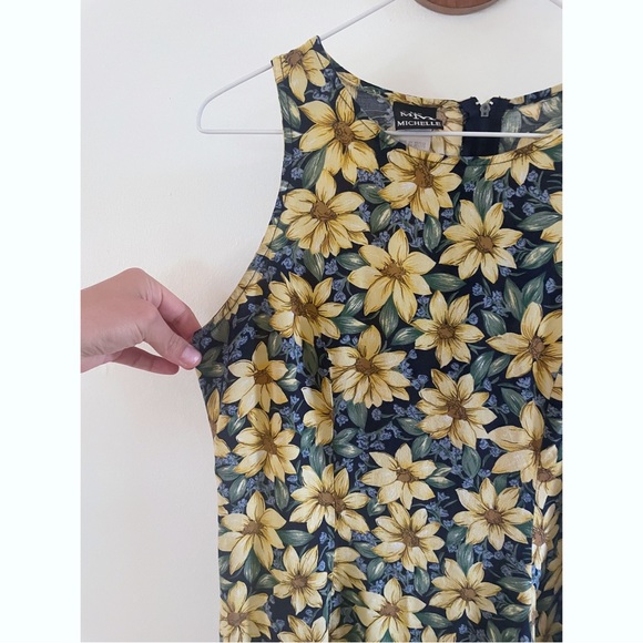 Vintage 90s My Michelle Raton Flouncy Floral Zip up Dress- Size S/M - Picture 2 of 6